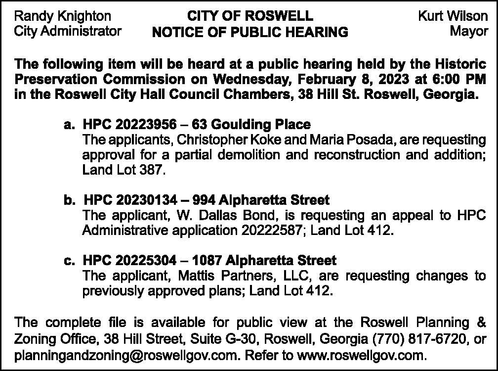 Notice of Public Hearing